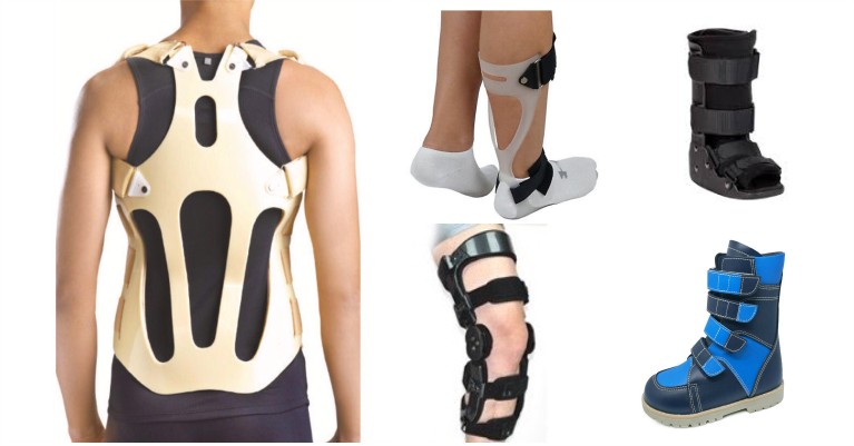 Các dụng cụ hỗ trợ Chấn thương, Chỉnh hình và Phục hồi chức năng như: Đai, Áo, Nẹp, Giầy chỉnh hình...